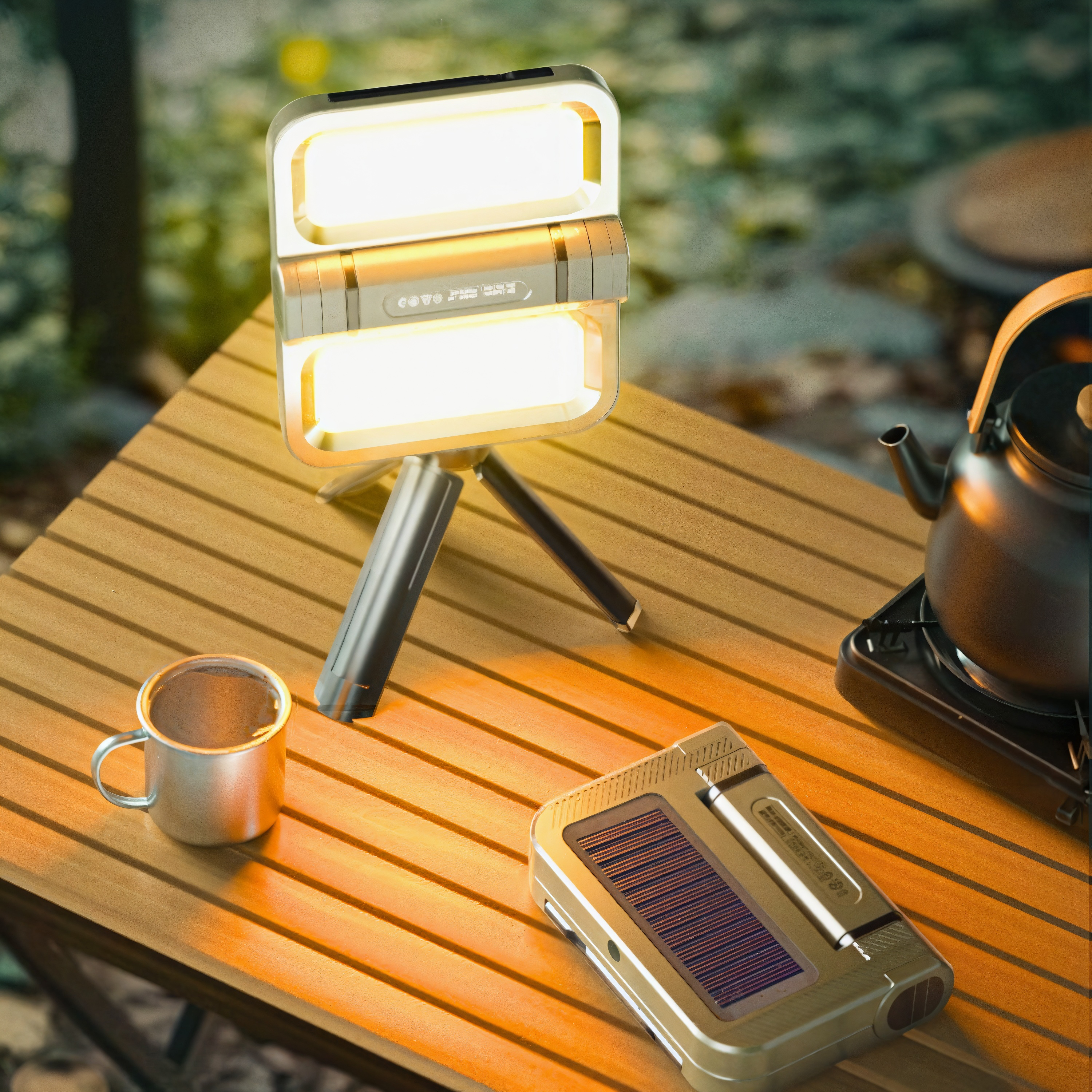 Portable solar lantern used for outdoor cooking